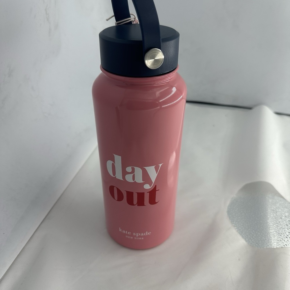 NEW Kate Spade Water Bottle Day In Day Out Stainless Steel 33oz Pink